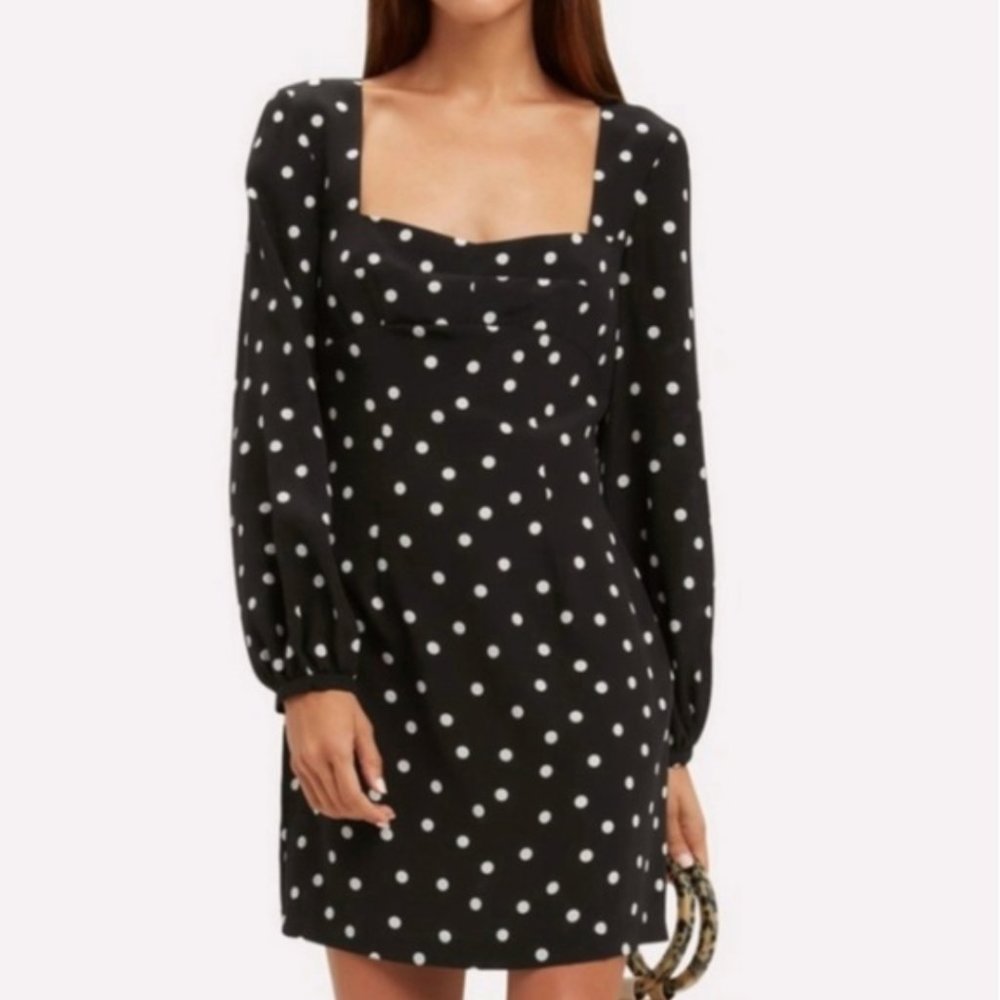 NWT Intermix Black April Silk Polka Dot Dress Sz 4